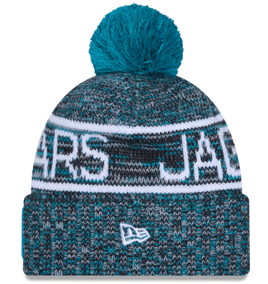 New Era Knit Hat OSFM / Teal Adult Jacksonville Jaguars New Era 2025 Teal Sideline Cuffed Knit Hat With Pom - Men's