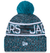 New Era Knit Hat OSFM / Teal Adult Jacksonville Jaguars New Era 2025 Teal Sideline Cuffed Knit Hat With Pom - Men's