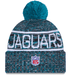 New Era Knit Hat OSFM / Teal Adult Jacksonville Jaguars New Era 2025 Teal Sideline Cuffed Knit Hat With Pom - Men's