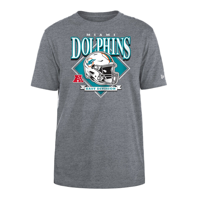 Miami Dolphins New Era Gray Bold Helmet T-Shirt - Men's