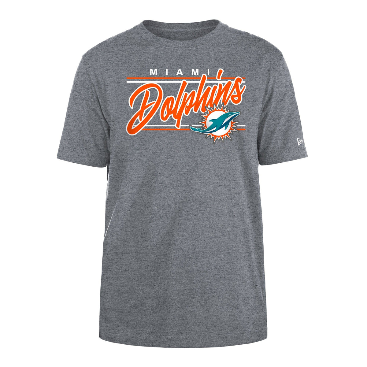 Miami Dolphins New Era Gray Script Logo T Shirt Men s