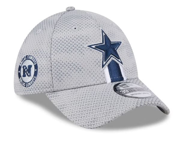 New Era Snapback Hat Adult Dallas Cowboys New Era Gray 2024 Sideline 39THIRTY Flex Hat - Men's