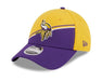 New Era Snapback Hat Minnesota Vikings New Era 2023 Gold Sideline 9FORTY Adjustable Hat