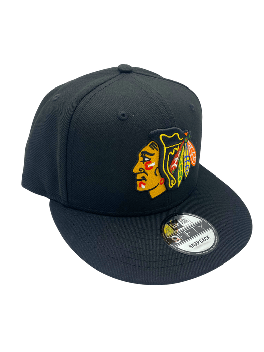 New Era Snapback Hat OSFM / Black Adult Chicago Blackhawks New Era Black NHL 9FIFTY Snapback Hat - Men's