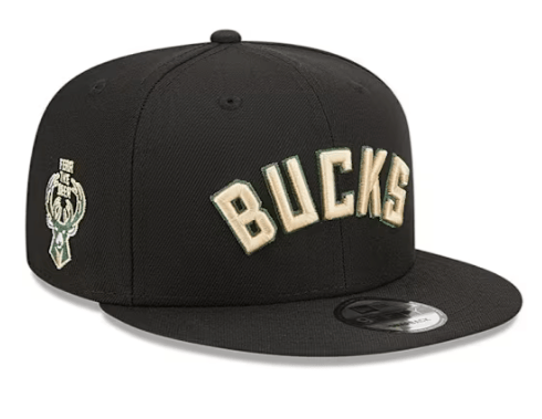 New Era Snapback Hat OSFM / Black Adult Milwaukee Bucks New Era Black NBA Statement 9FIFTY Snapback Hat - Men's