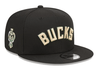 New Era Snapback Hat OSFM / Black Adult Milwaukee Bucks New Era Black NBA Statement 9FIFTY Snapback Hat - Men's