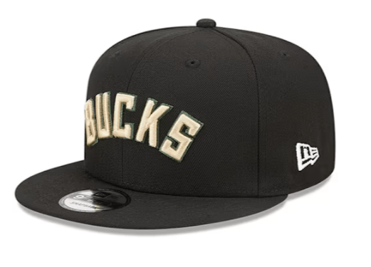 New Era Snapback Hat OSFM / Black Adult Milwaukee Bucks New Era Black NBA Statement 9FIFTY Snapback Hat - Men's