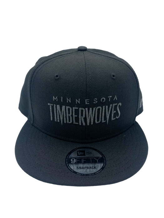 New Era Snapback Hat OSFM / Black Minnesota Timberwolves New Era Black and White Custom Script 9FIFTY Adjustable Snapback Hat