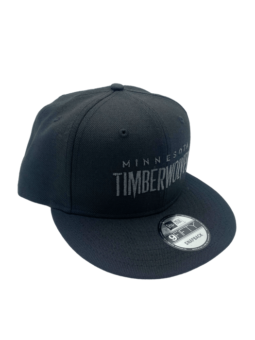 New Era Snapback Hat OSFM / Black Minnesota Timberwolves New Era Black and White Custom Script 9FIFTY Adjustable Snapback Hat