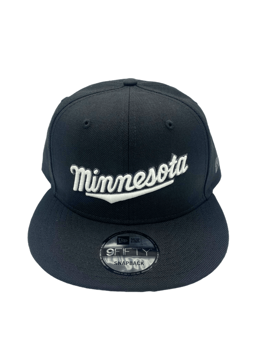 Minnesota Twins New Era Black and White Custom M Script 9FIFTY Adjustable Snapback Hat