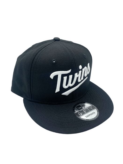 Minnesota Twins New Era Black and White Custom T Script 9FIFTY Adjustable Snapback Hat