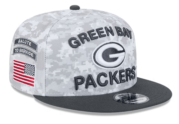 Adult Green Bay Packers New Era 2024 Salute to Service Camo Side Patch 9FIFTY Snapback Hat - Men's