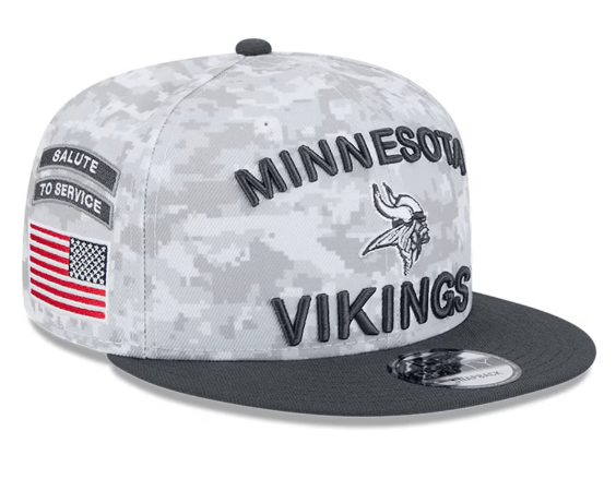 New Era Snapback Hat OSFM / Camo Minnesota Vikings New Era 2024 Salute to Service Camo Side Patch 9FIFTY Snapback Hat