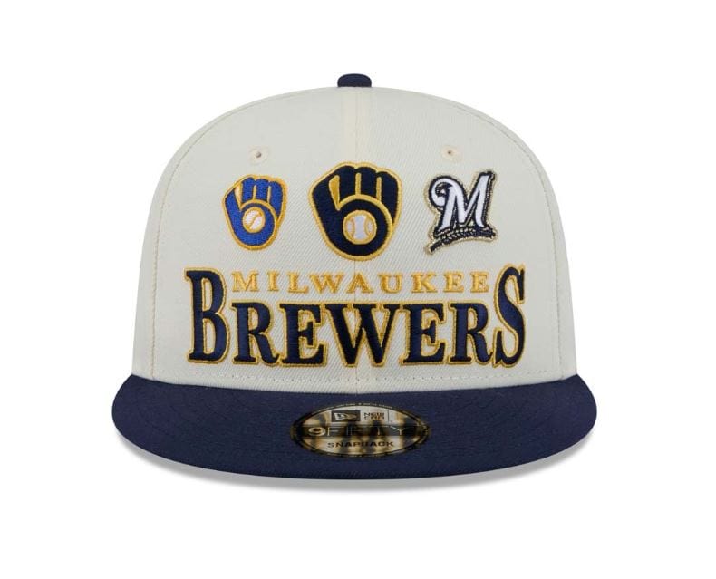 Adult Milwaukee Brewers New Era Chrome Archive 3 Logo 9FIFTY Snapback Hat - Men's