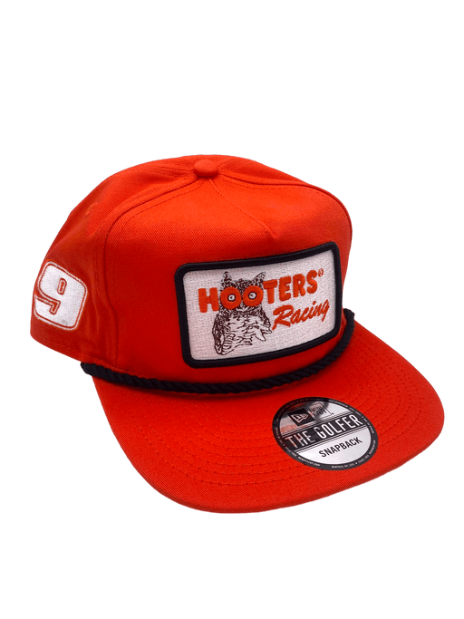 Hooters Racing #9 New Era Custom Orange Golfer Adjustable Snapback Hat