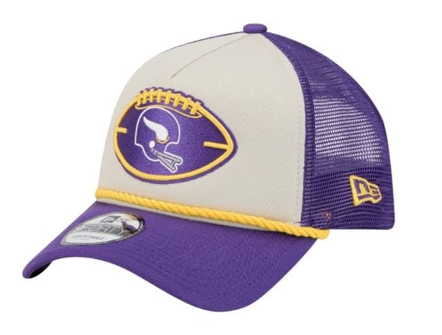 New Era Snapback Hat OSFM / Stone/Purple Adult Minnesota Vikings New Era Stone/Purple 2024 Historic Sideline A-Frame 9FIFTY Adjustable Snapback Hat Hat - Men's