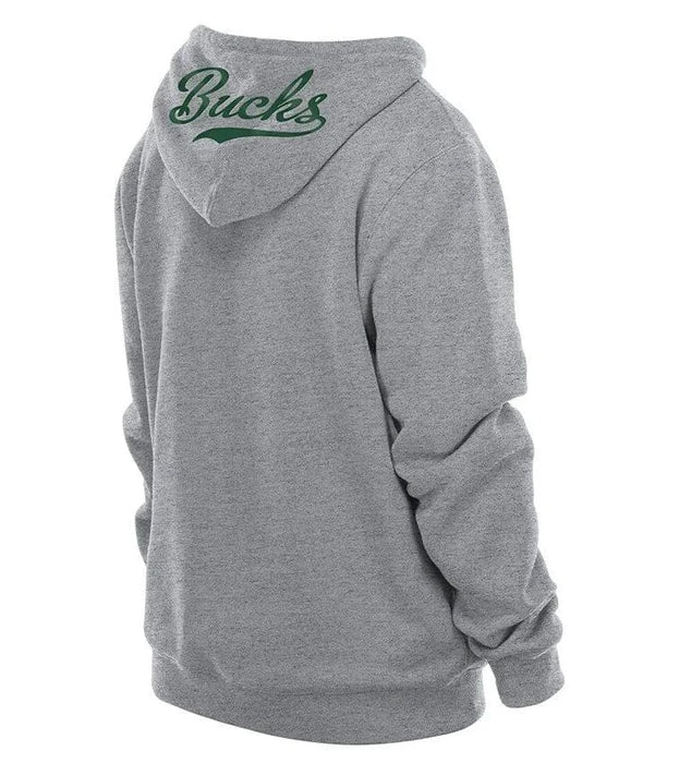 New Era Sweatshirts Adult Milwaukee Bucks New Era Gray Big Logo Hooded Sweatshirt - Men's