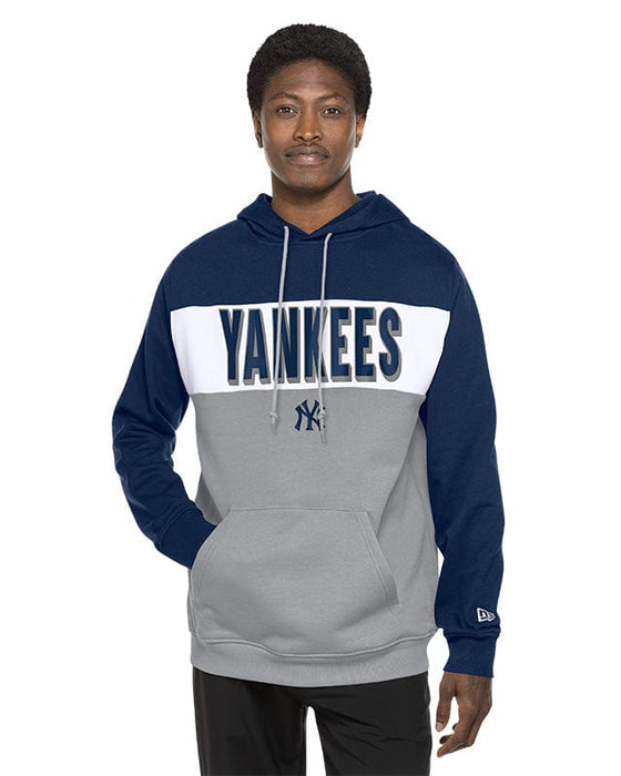 Adult New York Yankees New Era Navy/Gray Tri Color Embroidered Hooded Sweatshirt - Men's