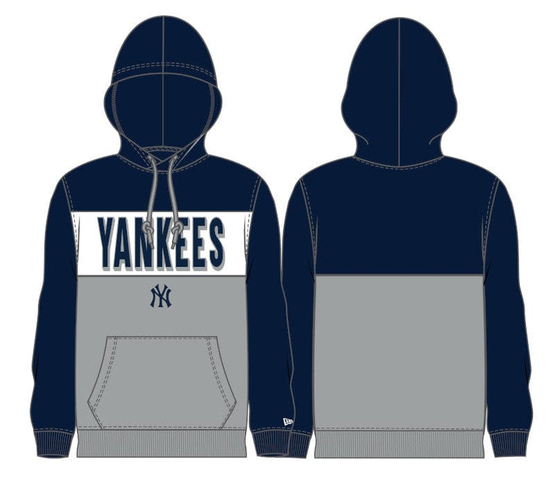 Adult New York Yankees New Era Navy/Gray Tri Color Embroidered Hooded Sweatshirt - Men's