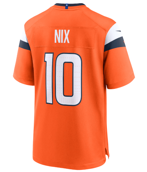 Nike Adult Jersey Adult Bo Nix Denver Broncos Nike Orange Game Jersey - Men's