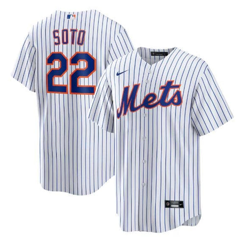 Adult Juan Soto New York Mets Nike White Pinstripe Replica Player Jersey - Men's