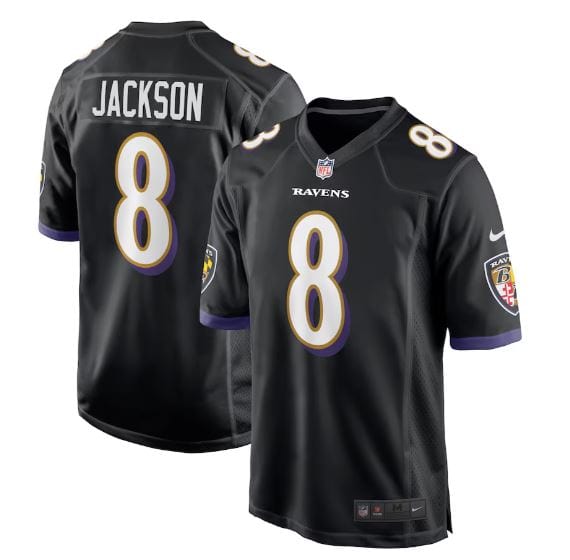 Adult Lamar Jackson Baltimore Ravens Nike Black Game Jersey - Men's