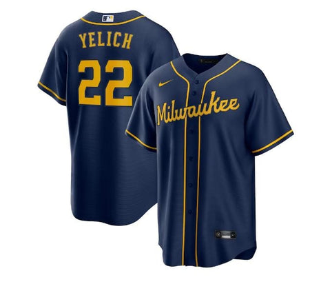 Men's Nike Christian Yelich Gray Milwaukee Brewers Road Authentic Player  Jersey