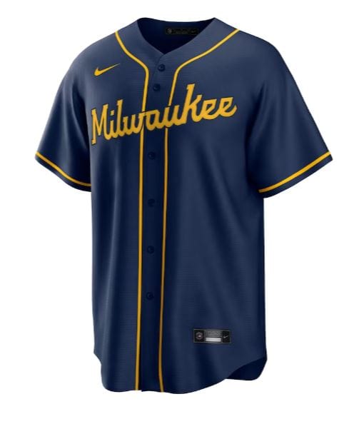 milwaukee brewers button up jersey adult