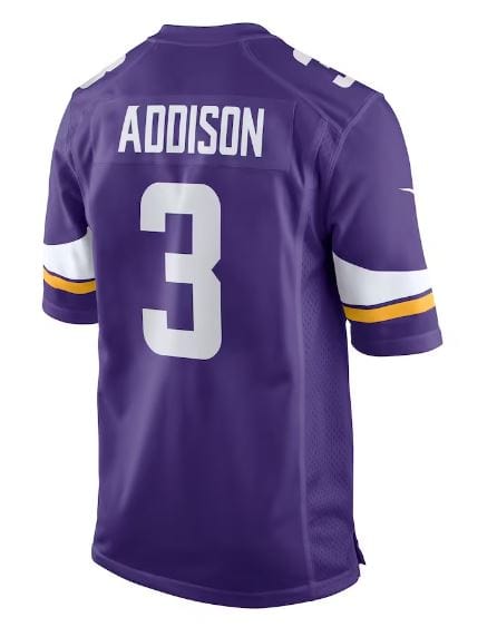 Nike Men's Minnesota Vikings Jordan Addison #3 Game Jersey - Purple - M Each
