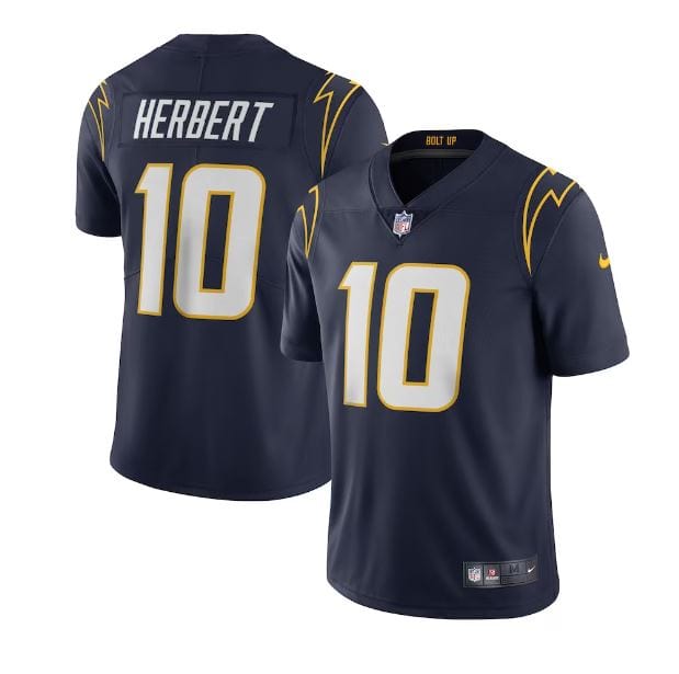 Men's Nike Justin Herbert Navy Los Angeles Chargers Vapor Limited Jersey Size: Extra Large