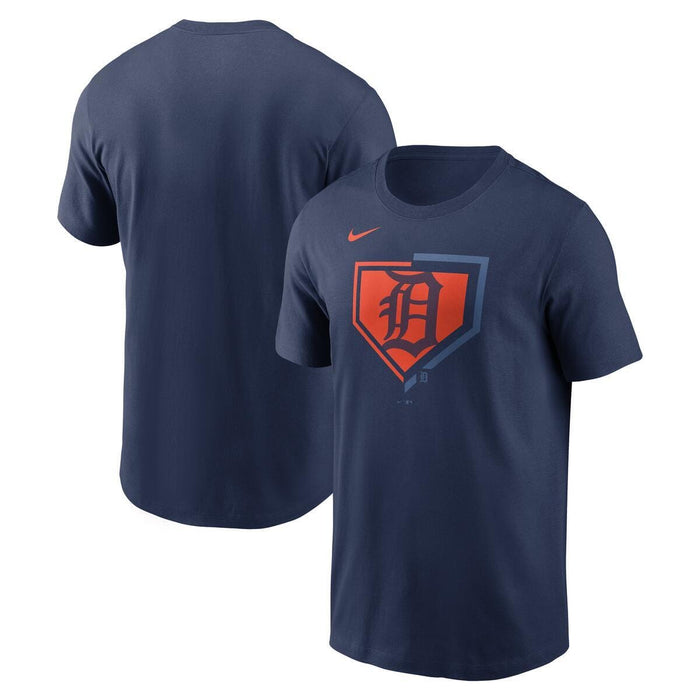Detroit Tigers Navy Nike MLB Cotton Icon Home Plate Logo Short Sleeve T-Shirt - Men's
