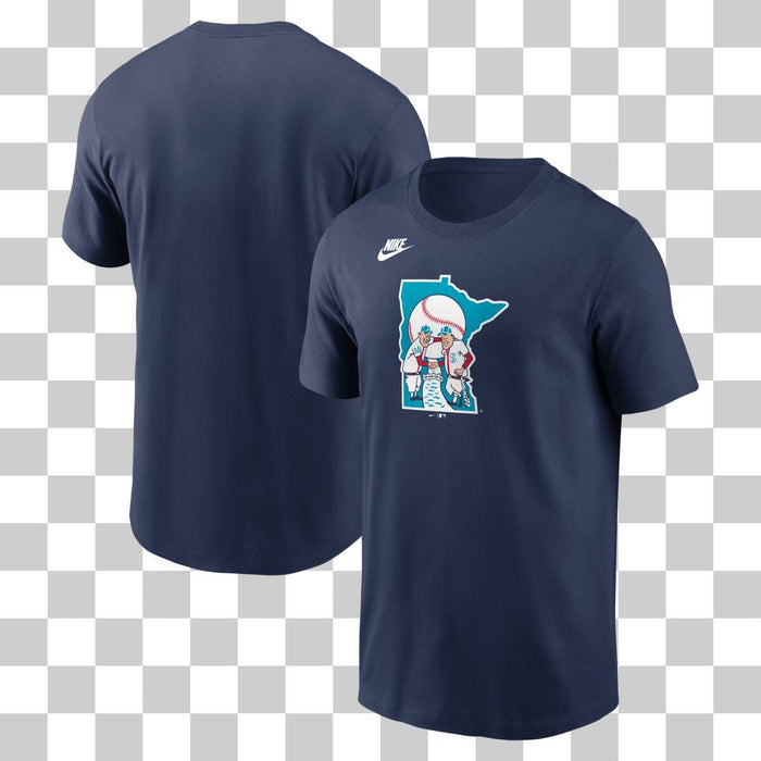 Nike Apparel MLB Minnesota Twins Navy Nike MLB Cotton 1965 Cooperstown State Logo Short Sleeve T-Shirt - Men's