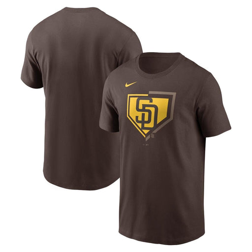 San Diego Padres Brown Nike MLB Cotton Icon Home Plate Logo Short Sleeve T-Shirt - Men's