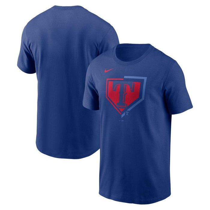 Texs Rangers Blue Nike MLB Cotton Icon Home Plate Logo Short Sleeve T-Shirt - Men's