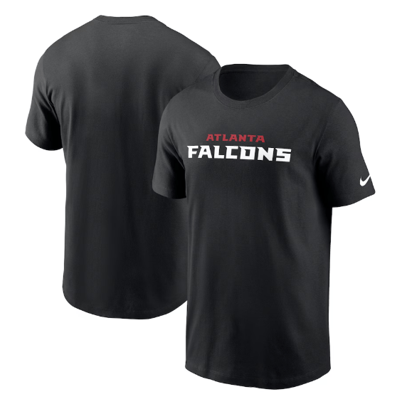 Adult Atlanta Falcons Nike Black Essential Wordmark T-Shirt - Men's