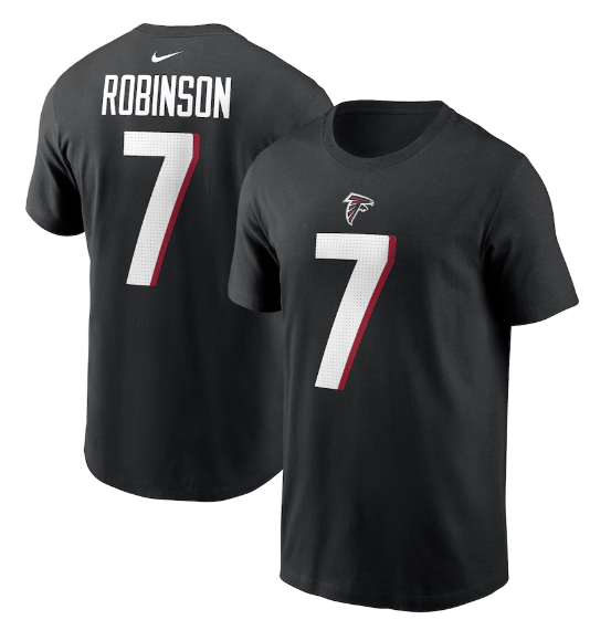 Adult Bijan Robinson Atlanta Falcons Nike Black Name & Number Player T-Shirt - Men's