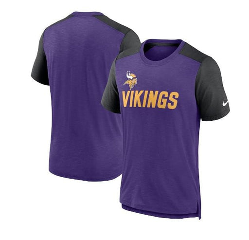 Minnesota Vikings Nike Purple Color Block Team Name T-Shirt