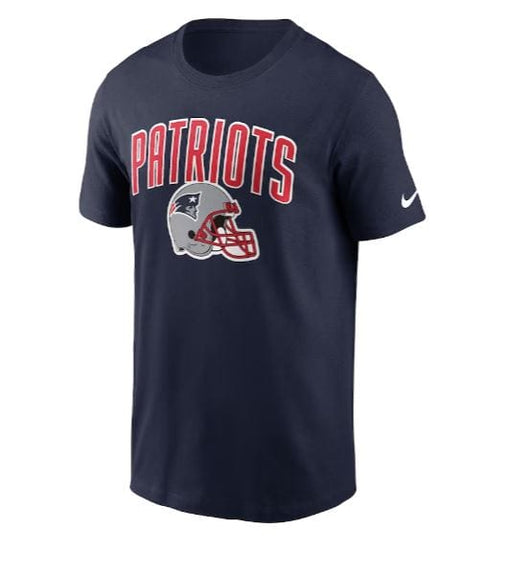 New England Patriots Nike Navy Team Essential Helmet T-Shirt - Men's