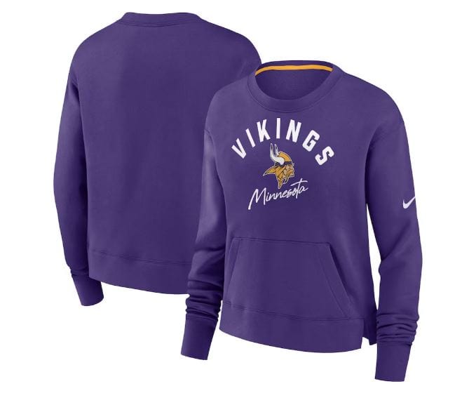 Nike Shirts Women's Minnesota Vikings Nike Purple Script Crewneck Pullover Sweatshirt