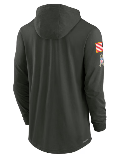 Nike Sweatshirts Adult Dallas Cowboys Nike Olive 2025 Salute to Service Sideline Lightweight Hooded Pullover - Men's