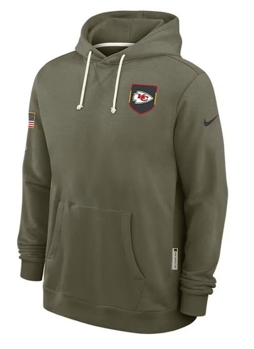 Nike Sweatshirts Adult Kansas City Chiefs Nike Olive 2025 Salute to Service Sideline Hooded Sweatshirt - Men's