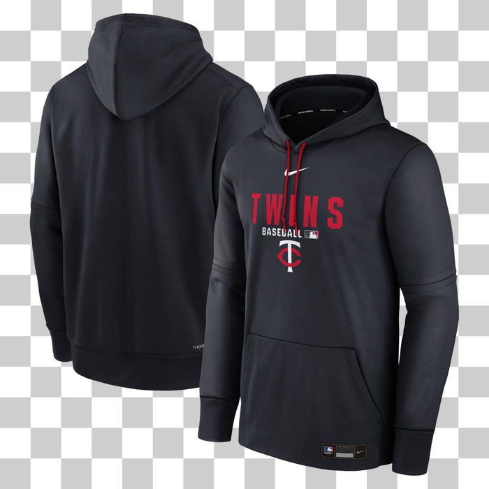 Adult Minnesota Twins Navy Nike 2026 Authentic Collection Therma Fleece Pullover Hoodie - Men's