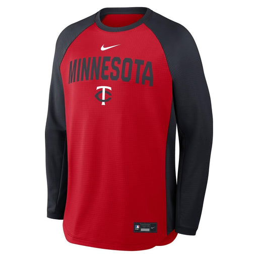 Nike Sweatshirts Adult Minnesota Twins Red/Navy Nike 2026 Authentic Collection Mid Weight Crew Long Sleeve Pullover - Men's