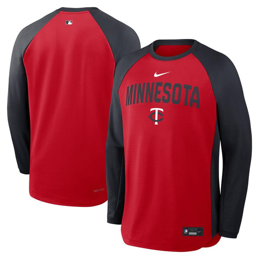 Nike Sweatshirts Adult Minnesota Twins Red/Navy Nike 2026 Authentic Collection Mid Weight Crew Long Sleeve Pullover - Men's
