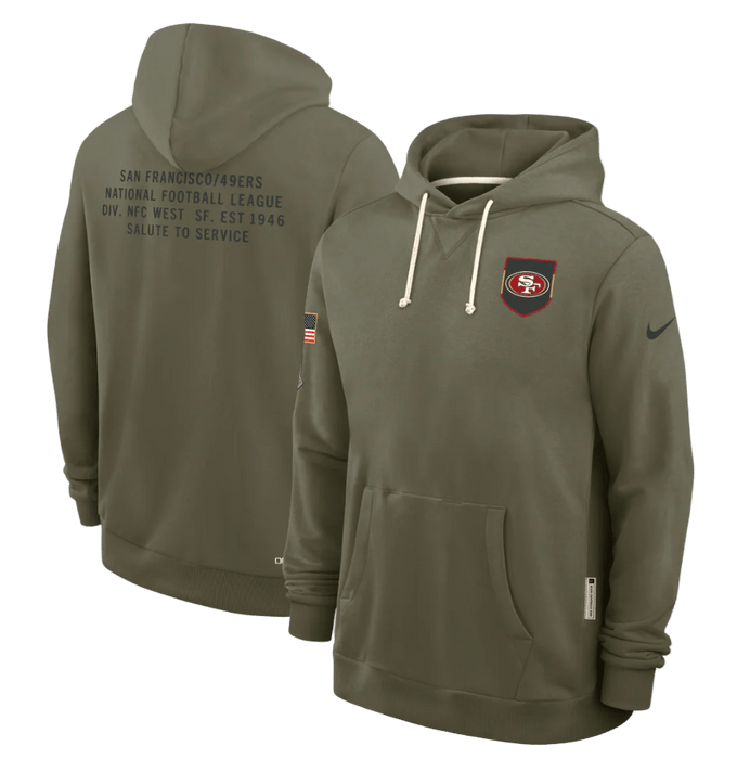 Nike Sweatshirts Adult San Francisco 49ers Nike Olive 2025 Salute to Service Sideline Hooded Sweatshirt - Men's