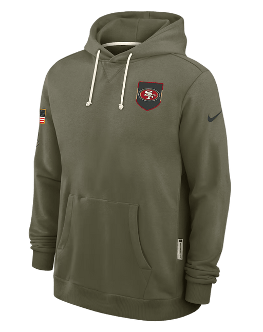 Nike Sweatshirts Adult San Francisco 49ers Nike Olive 2025 Salute to Service Sideline Hooded Sweatshirt - Men's