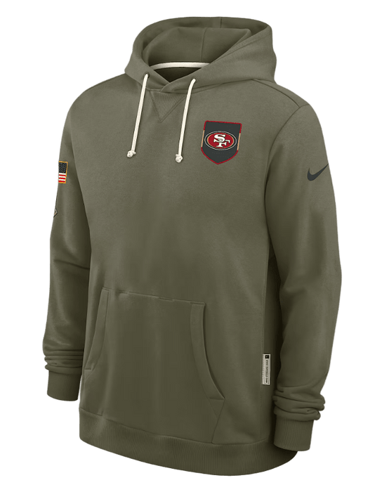 Nike Sweatshirts Adult San Francisco 49ers Nike Olive 2025 Salute to Service Sideline Hooded Sweatshirt - Men's