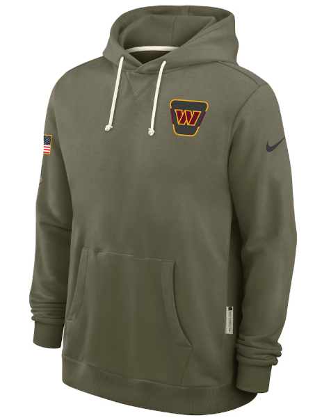 Nike Sweatshirts Adult Washington Commanders Nike Olive 2025 Salute to Service Sideline Hooded Sweatshirt - Men's