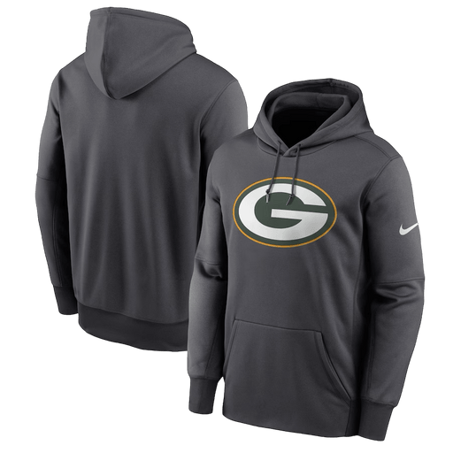 Nike Sweatshirts Men's Green Bay Packers Nike Gray Therma Hooded Sweatshirt
