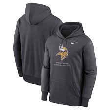 Nike Sweatshirts Men's Minnesota Vikings Nike Charcoal Toss Sweep Therma-FIT Hoodie